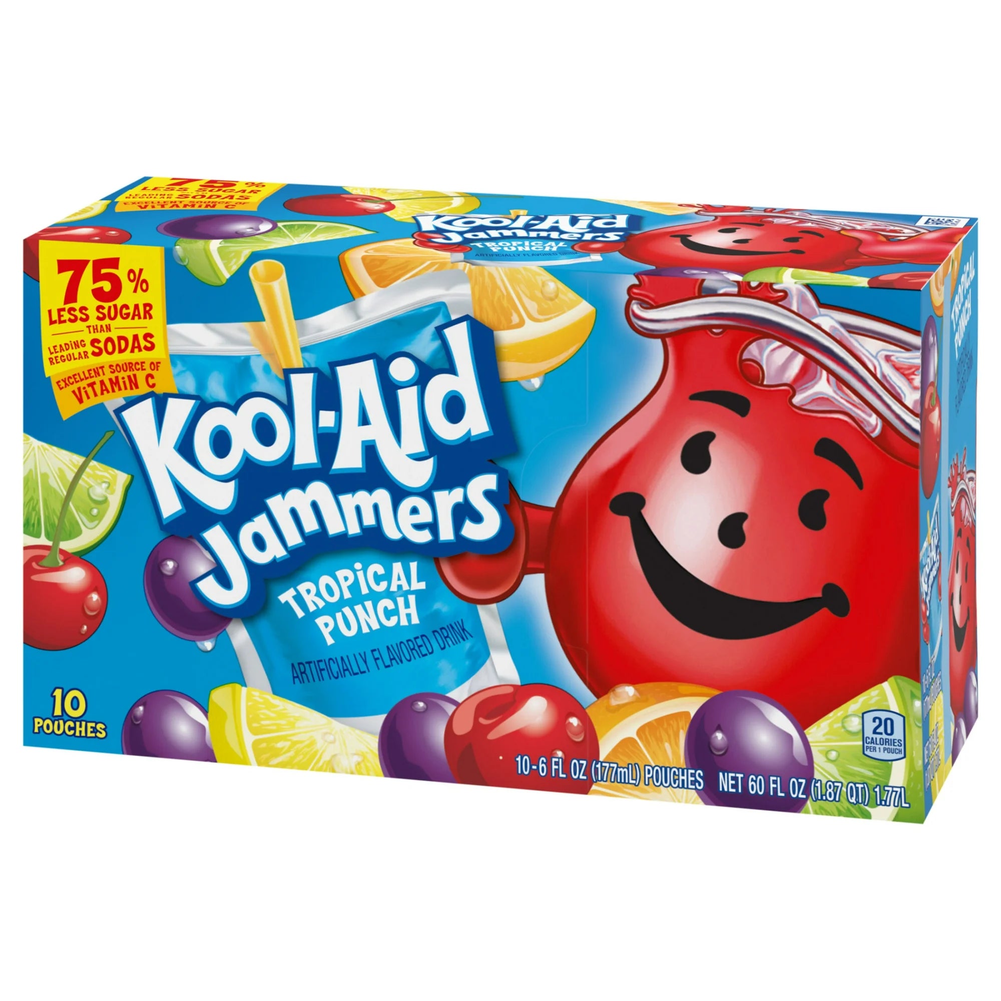 Kool-Aid Jammers Tropical Punch Flavored Drink, 10 Ct Box, 6 fl oz Pouches, Liquids